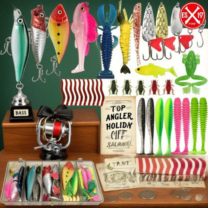 Kit de pêche de 133 pièces avec cuillers, leurres articulés, têtes plombées, plombs, hameçons et boîte de rangement – Ensemble complet pour débutants en eau douce pour la pêche au bar, à la truite et aux poissons-pan.