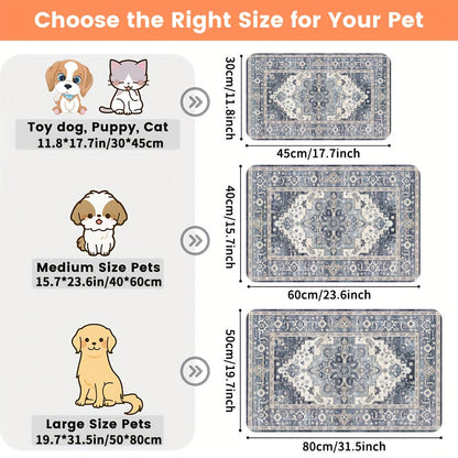 Pet Feeding Mat for Dogs & Cats - Waterproof Non-Slip Absorbent Food Bowl Mat 11.8x17.7 Inch, Washable Placemat for Messy Eaters, Splash-Resistant Easy Clean Dog & Cat Bowl Mat, Great Pet Owner Gift