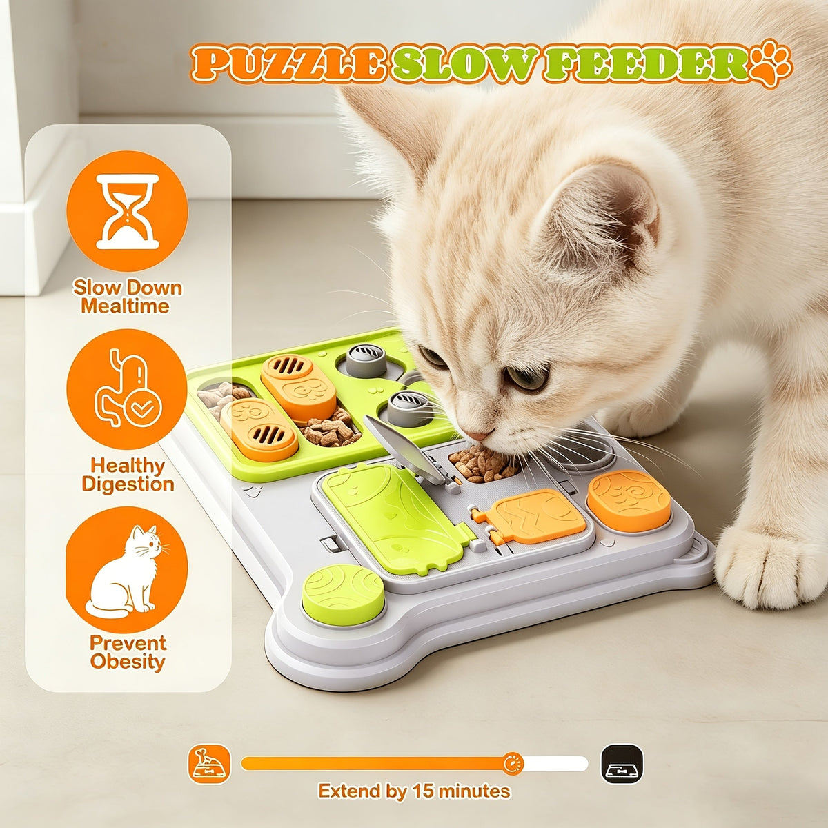 Gamelle ludique anti-glouton pour chat – Jouet interactif d'éveil et distributeur de nourriture lente, jeu d'enrichissement cognitif anti-ingestion rapide, accessoire 2-en-1 pour l'amusement et l'alimentation