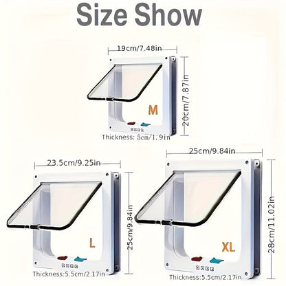 Chatière pour chiens et chats, porte à clapet étanche avec verrouillage 4 positions, en ABS durable, facile à installer, pour intérieur et extérieur, disponible en tailles M, L, XL, coloris blanc ou noir