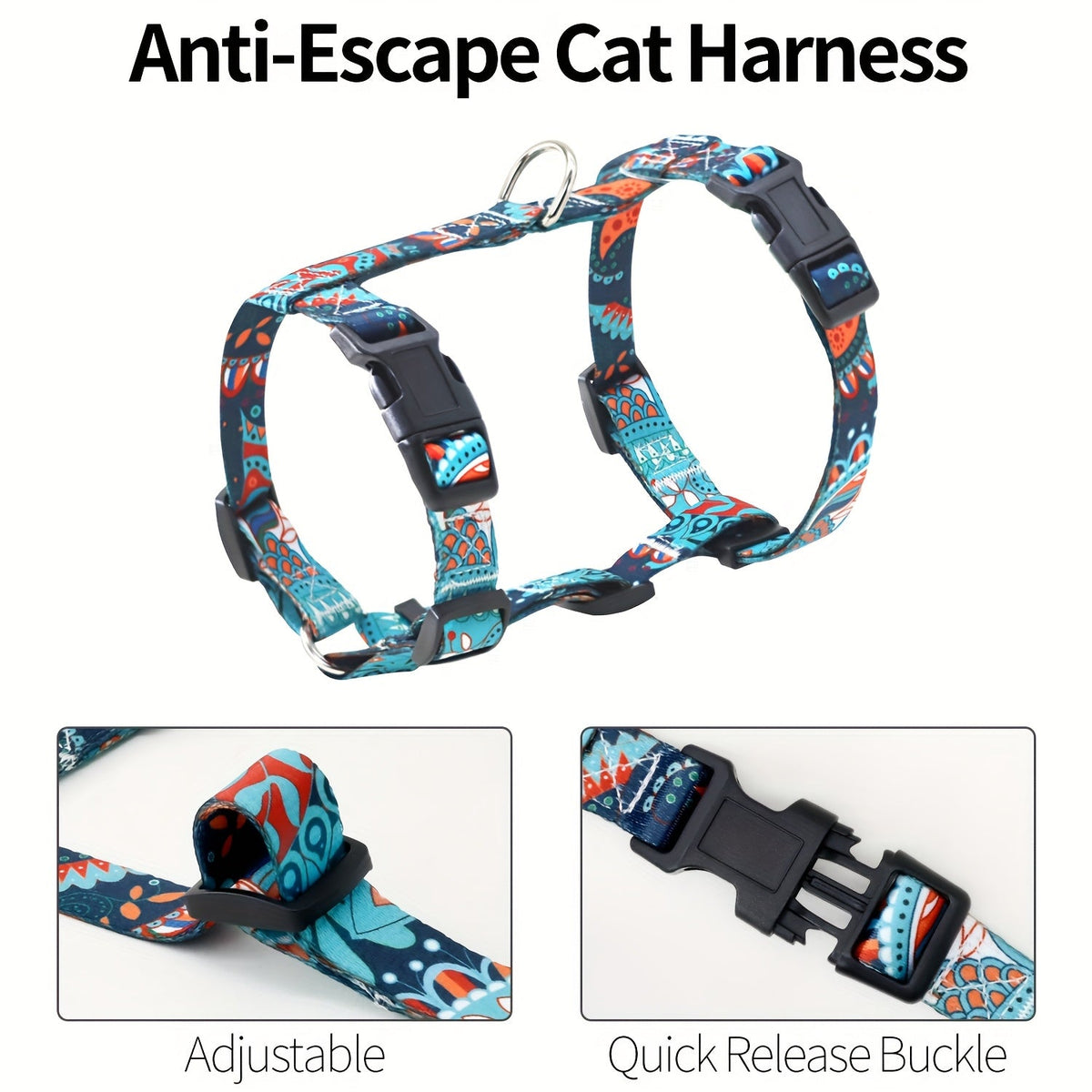 Ensemble harnais et laisse pour chat anti-fugue, harnais de poitrine réglable, doux et léger, confortable et sûr pour la promenade et le voyage, pour chats et chatons de petite, moyenne et grande taille