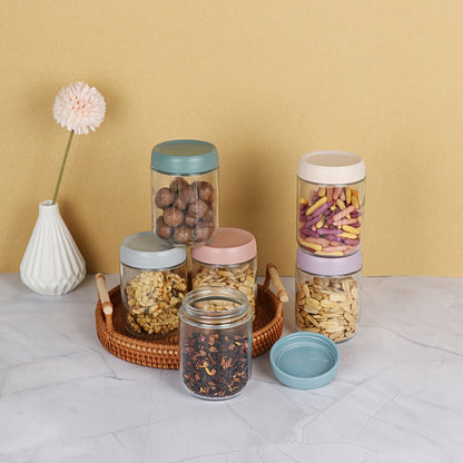 Lot de 6 bocaux Mason en verre de 475 ml avec couvercles hermétiques – Récipients à large ouverture pour avoine de nuit, bocaux de conservation pour préparation de repas, yaourt, salade, snacks, épices, sucre – Ensemble de rangement de cuisine sans BPA