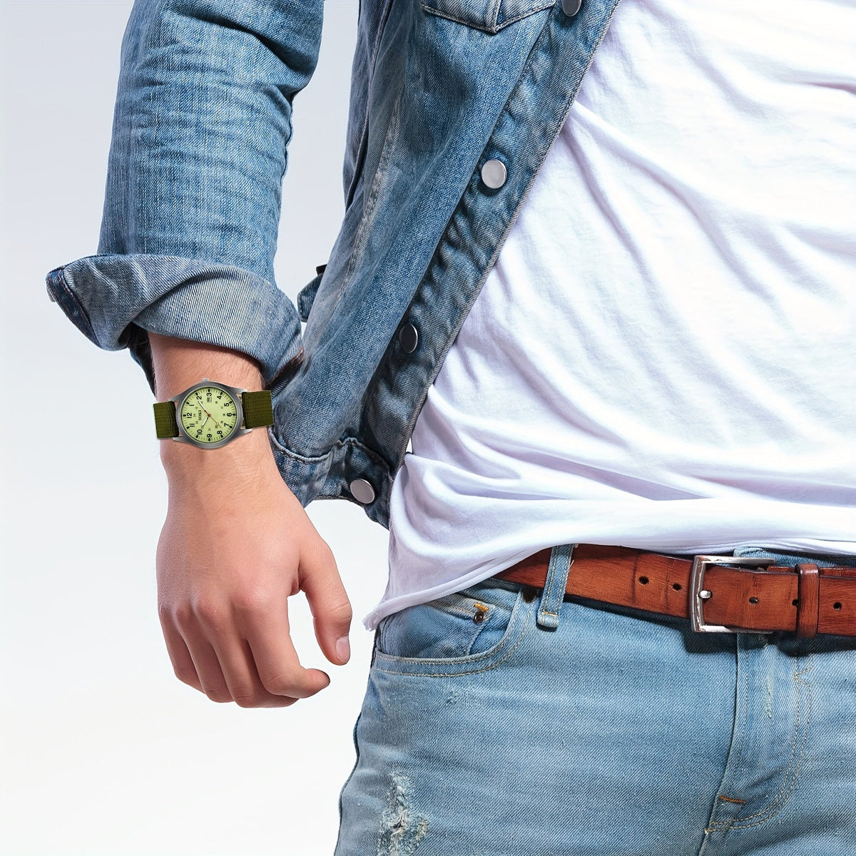 Montre à quartz minimaliste pour homme avec bracelet en nylon - Montre-bracelet analogique décontractée avec cadran lumineux, calendrier 24 heures et boîtier en acier inoxydable, montre de sport pour homme, cadeau idéal
