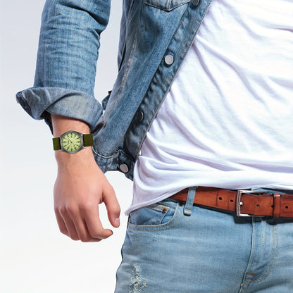 Montre à quartz minimaliste pour homme avec bracelet en nylon - Montre-bracelet analogique décontractée avec cadran lumineux, calendrier 24 heures et boîtier en acier inoxydable, montre de sport pour homme, cadeau idéal