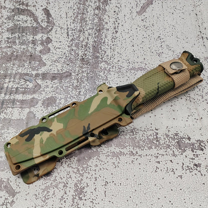 Couteau à lame fixe pour extérieur – Lame droite en acier inoxydable, manche antidérapant, étui type K, couteau EDC pour chasse, pêche, camping, survie, camouflage, outil de terrain polyvalent pour hommes
