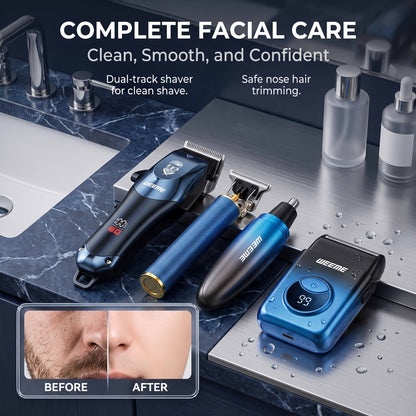 Men's Electric Hair Clipper Grooming Set USB Rechargeable Cordless Nose Hair Trimmer Shaver Kit 2/4/5-Piece Professional Lithium Battery Father's Day Birthday Gift for Men Home Barber
