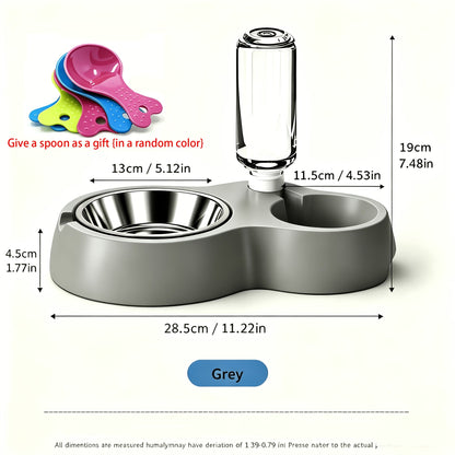 Distributeur d'eau et gamelle automatiques pour chats et petits chiens - Station de nourrissage antidérapante à double usage en polypropylène durable, design peu encombrant et facile à nettoyer, sans pile nécessaire