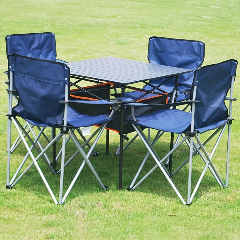 Lot de 2 chaises de camping pliables – Cadre en acier, tissu Oxford, porte-gobelets, sacs de transport portables pour barbecue en plein air, cour, plage, pique-nique, cadeau de vacances