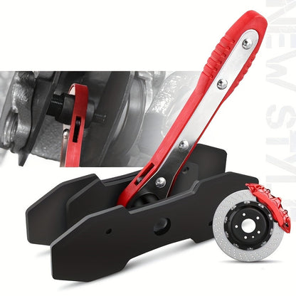 Outil de compression d'étrier de frein à cliquet 360° – Presse écarteur de piston pour étriers de frein à disque fixes et flottants à 2 et 4 pistons, acier allié, 2 entretoises incluses, poignée rouge, outil de réparation automobile