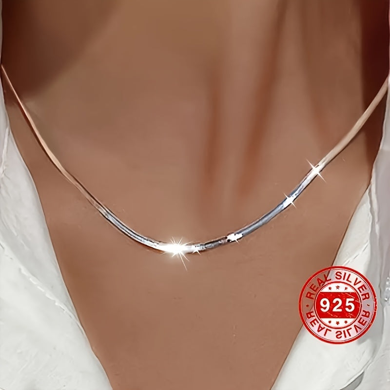 Collier chaîne serpent plat en argent sterling S925 unisexe – Collier artisanal hypoallergénique, longueurs de 18 à 22 pouces, style superposable, cadeau idéal pour elle ou lui