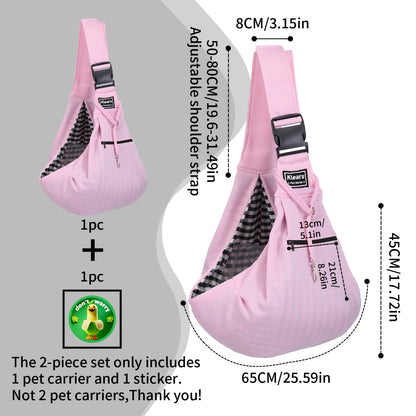 Sac de transport bandoulière et sac à dos pour petits et moyens chiens et chats - Transporteur pliable pour voyages en extérieur, respirant, sangle réglable, jusqu'à 7,5 kg, 12 couleurs, ensemble d'autocollants en bonus en option