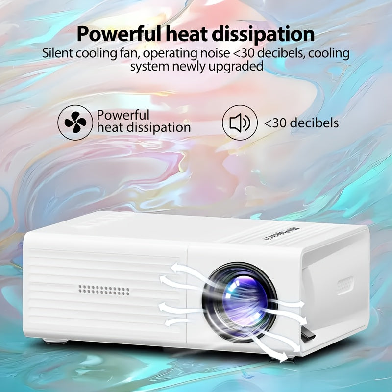 Mini projecteur portable, résolution native 1080P, compatible 4K – Projecteur de cinéma maison avec connexion USB et télécommande, vidéoprojecteur compact pour le bureau, le camping en plein air et les films dans le jardin