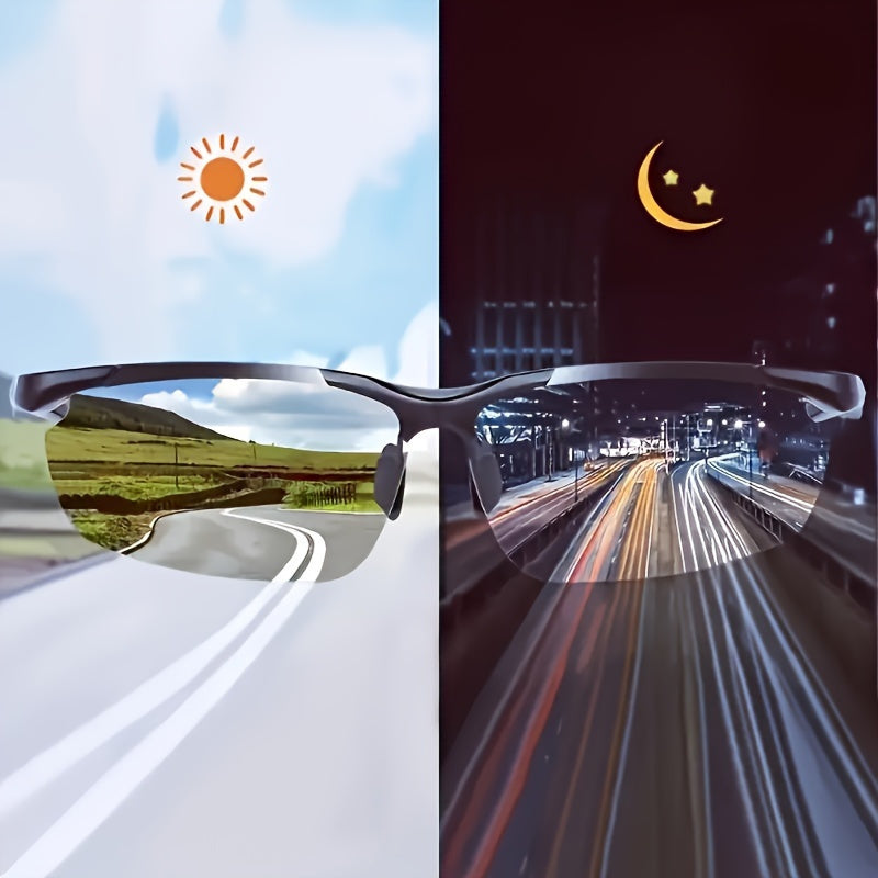 Lot de 2 lunettes de conduite à vision nocturne Aurora – Demi-monture anti-éblouissement, verres TAC légers, unisexe pour hommes et femmes, lunettes de sécurité pour la conduite de nuit et le quotidien, lunettes élégantes à verres jaunes
