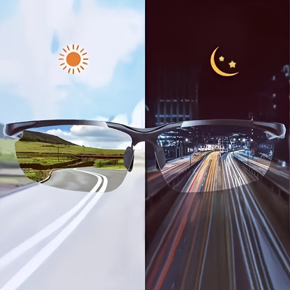 Lot de 2 lunettes de conduite à vision nocturne Aurora – Demi-monture anti-éblouissement, verres TAC légers, unisexe pour hommes et femmes, lunettes de sécurité pour la conduite de nuit et le quotidien, lunettes élégantes à verres jaunes