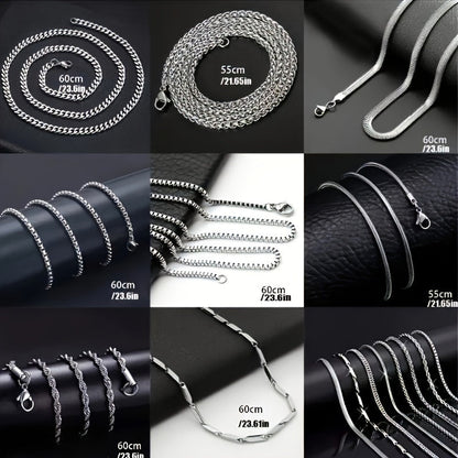 Ensemble de 8 colliers en acier inoxydable pour homme – Chaîne cubaine et chaîne torsadée style hip-hop, chaînes tendance et durables pour homme, cadeau idéal pour petit ami, fils, fête des pères et anniversaire