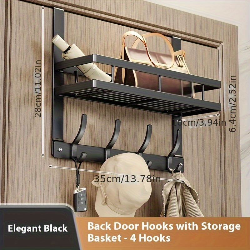 Porte-vêtements de porte avec crochets, organisateur en métal robuste pour chambre, salle de bain, cuisine, placard, aucun outil requis, 4 à 8 crochets