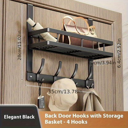 Porte-vêtements de porte avec crochets, organisateur en métal robuste pour chambre, salle de bain, cuisine, placard, aucun outil requis, 4 à 8 crochets