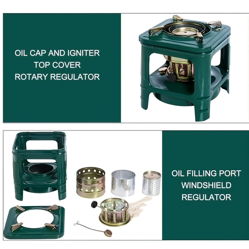 Réchaud de camping portable au kérosène avec brûleur intégré, radiateur et cuiseur à pétrole léger pour l'extérieur avec réglage de flamme pour le camping, les pique-niques et les barbecues