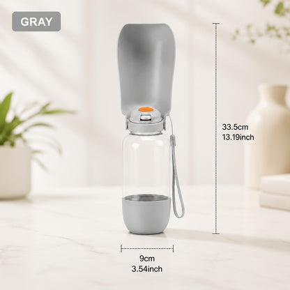 Gourde portable pour animaux avec dragonne, distributeur 2-en-1 d'eau et de nourriture anti-fuite pour chiens et chats - Gobelet de voyage compact pour promenades, randonnées et camping - Gourde légère pour chiens et chats