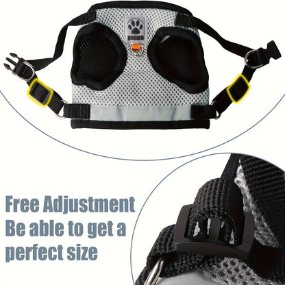 Harnais gilet avec laisse pour chat et chien, anti-fugue, en maille respirante, réglable et anti-traction pour promenades et dressage en extérieur