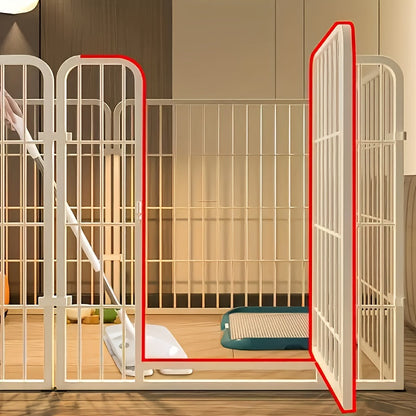 Enclos pour chien d’intérieur en acier inoxydable – Parc pour animaux multifonction avec zones de repos, de jeu et d’apprentissage de la propreté pour petits et moyens chiens, pré-assemblé pour une installation facile, noir ou blanc