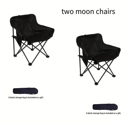 Ensemble de 2, 3 ou 5 chaises lune pliantes portables et table avec sac de rangement pour plage, camping, pêche, barbecue en famille, pique-nique, randonnée, cour, noir et blanc