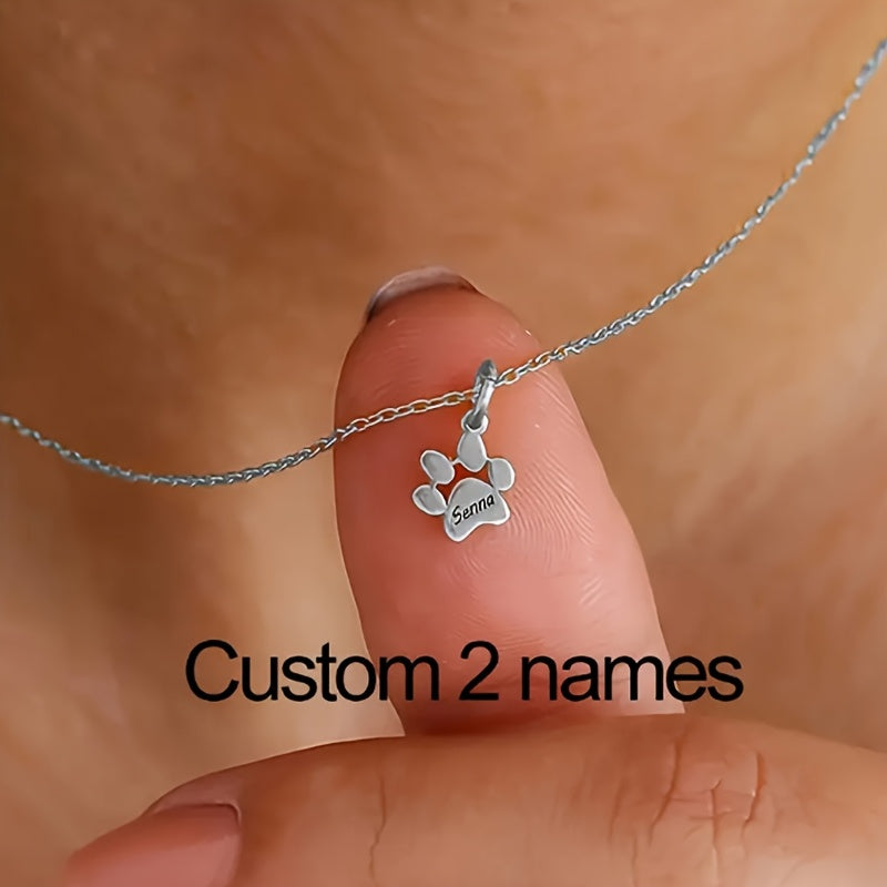 Collier avec empreinte de patte de chien personnalisée – Bijou commémoratif pour animaux de compagnie avec 1 à 5 pattes, cadeau élégant pour les amoureux des animaux pour la Saint-Valentin, Noël et toute l'année