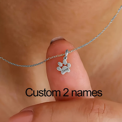 Collier avec empreinte de patte de chien personnalisée – Bijou commémoratif pour animaux de compagnie avec 1 à 5 pattes, cadeau élégant pour les amoureux des animaux pour la Saint-Valentin, Noël et toute l'année