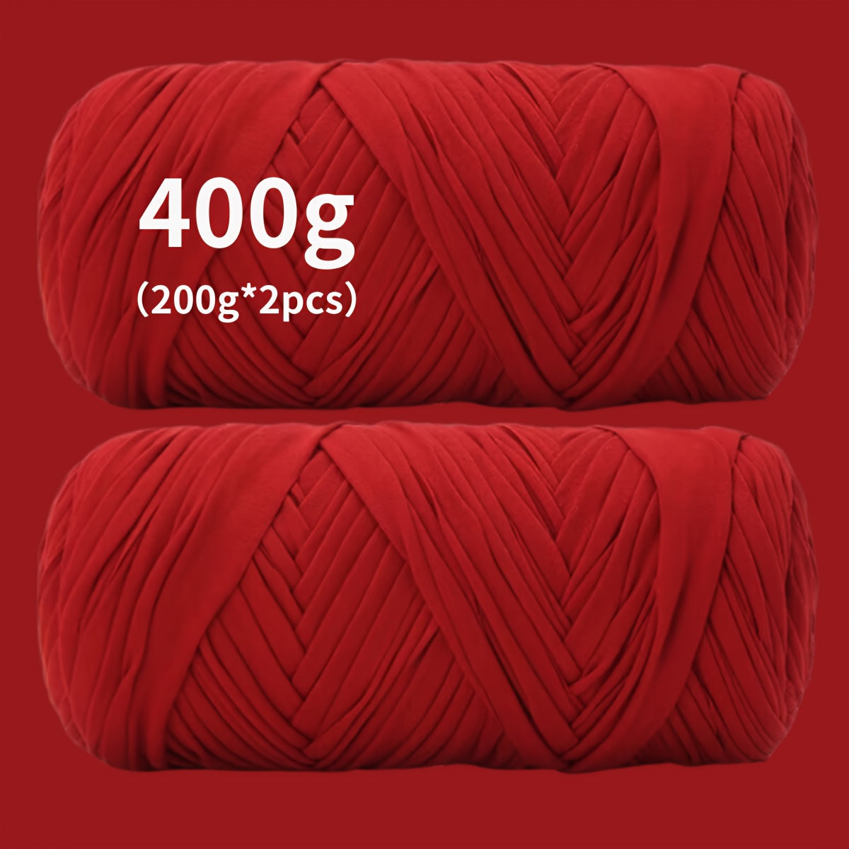 Fil de coton pour t-shirt 400 g (2 x 200 g) mélange de coton épais en 49 couleurs – Fil épais et doux pour paniers au crochet, sacs, tapis, projets de macramé et tricot – Fil de loisirs créatifs idéal pour les débutants