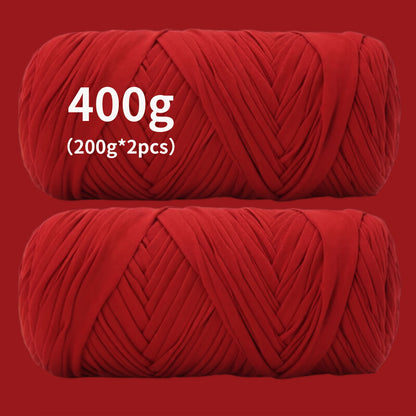 Fil de coton pour t-shirt 400 g (2 x 200 g) mélange de coton épais en 49 couleurs – Fil épais et doux pour paniers au crochet, sacs, tapis, projets de macramé et tricot – Fil de loisirs créatifs idéal pour les débutants
