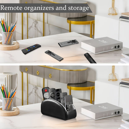 Organisateur de bureau avec 5 compartiments pour télécommandes – Boîte de rangement de chevet pour télécommandes TV, stylos, lunettes, fournitures de bureau et accessoires domestiques