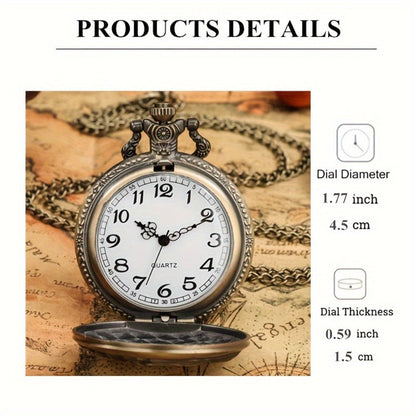 Ensemble de 2 montres de poche en bronze vintage – Mouvement à quartz, cadran rond classique, boîtier en alliage de zinc, bracelet sans nickel, style ancien – Cadeau idéal pour Noël, un anniversaire, une remise de diplôme ou la Saint-Valentin