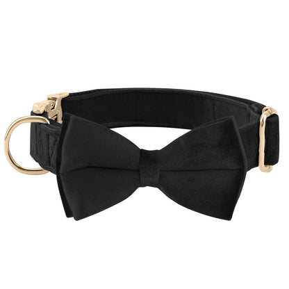 Collier avec nœud papillon pour chien en velours réglable avec boucle en métal - Collier avec nœud papillon mignon pour chiot, tailles S-XL pour chiens petits, moyens et grands, 12 couleurs, cadeau durable et élégant pour chien