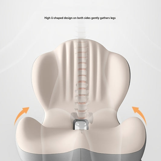 Memory Foam Seat Cushion with Ergonomic Raised Back & Hollow Breathable Design – Coccyx Tailbone Pain Relief Cushion for Office Chair, Car Seat, Wheelchair & Home, Non-Slip Buttock Cushion