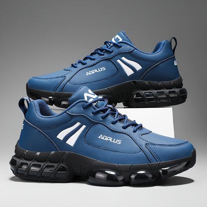 Baskets de course sur route pour hommes – Chaussures de sport à lacets, antidérapantes et résistantes à l'usure, baskets décontractées pour l'extérieur toutes saisons, bleu noir blanc, tailles US 6,5–13,5