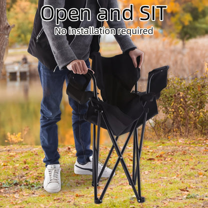 Lot de 2 chaises de camping pliables – Cadre en acier, tissu Oxford, porte-gobelets, sacs de transport portables pour barbecue en plein air, cour, plage, pique-nique, cadeau de vacances