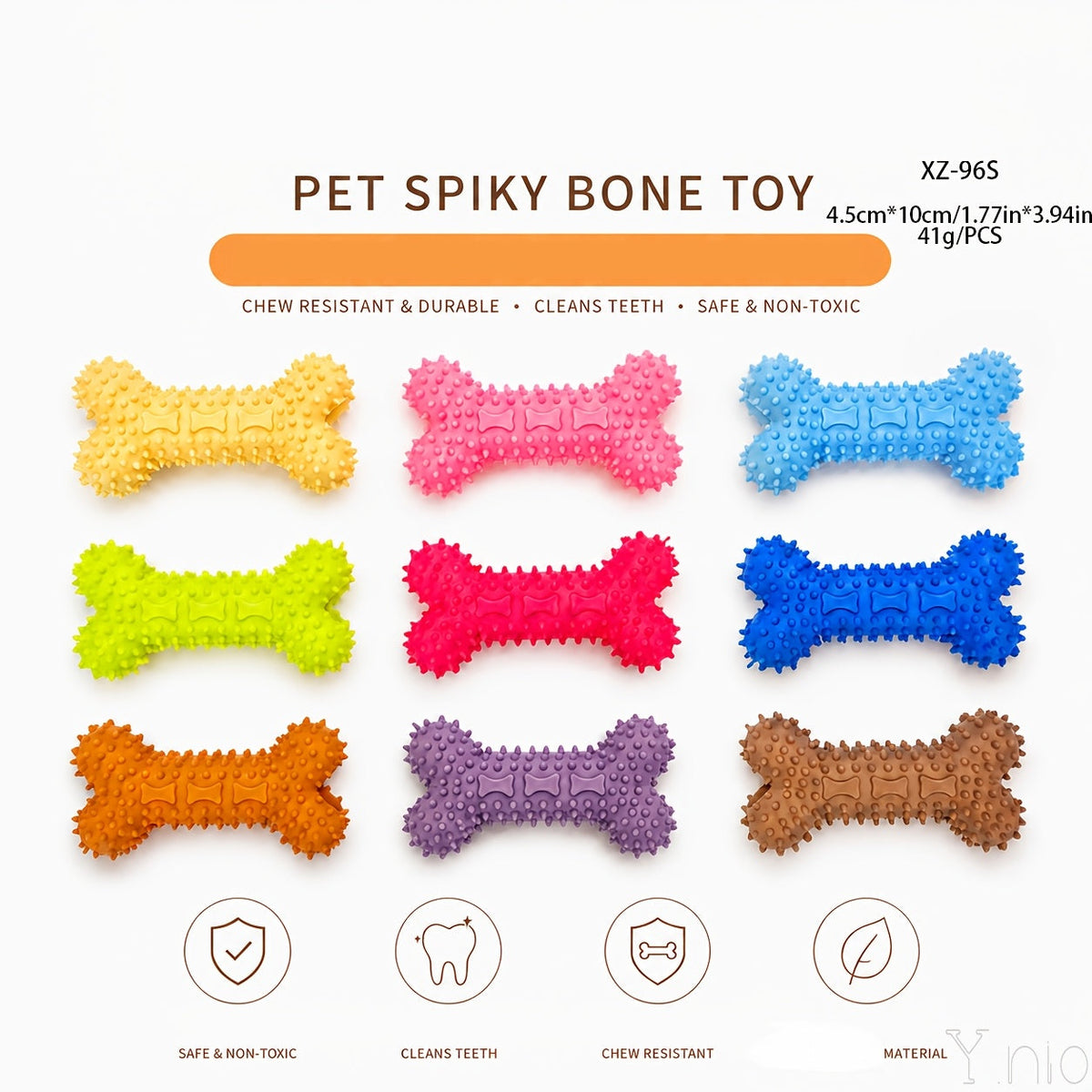 Lot de 6 jouets à mâcher durables en caoutchouc pour chiens – Jouets interactifs pour la dentition, nettoyage des dents, mâcheurs agressifs, petites, moyennes et grandes races – Ensemble de jouets dentaires pour animaux de compagnie à thème coloré