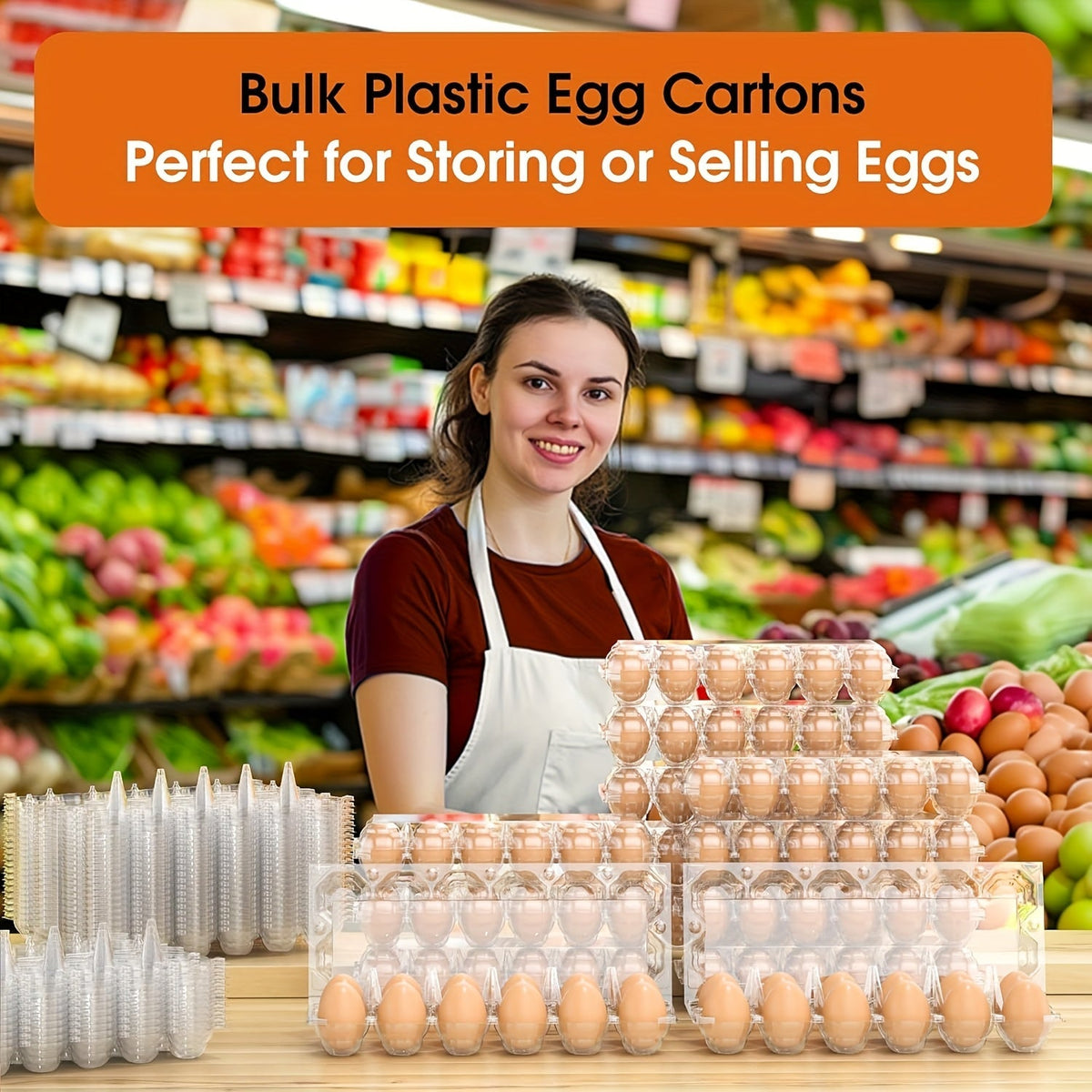 Lot de 60 boîtes à œufs transparentes en plastique, 12 alvéoles avec étiquettes – Boîtes à œufs en PET en gros pour la cuisine, l'élevage, la ferme avicole, le marché fermier et le stockage au réfrigérateur, capacité d'une douzaine d'œufs standard