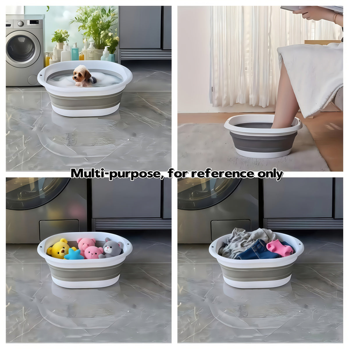 Baignoire pliable pour animaux avec ensemble de brosses de toilettage – Bassine portable et pliable pour chiens et chats, idéale pour les petits animaux, les voyages et le camping, bac de lavage polyvalent pour la maison et l'extérieur