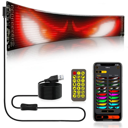 Panneau d'affichage LED matriciel flexible 16x96 – Enseigne défilante RVB programmable avec application et télécommande, alimentée par USB, éclairage animé DIY pour boutique, magasin, hôtel, voiture, décoration intérieure