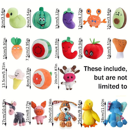 Ensemble de 16 jouets en peluche couineurs pour chien – Jolis jouets en peluche pour petits animaux, style aléatoire, sans pile, jouets couineurs doux pour mâcher et jouer, lot varié, cadeau pour chiots et petits animaux