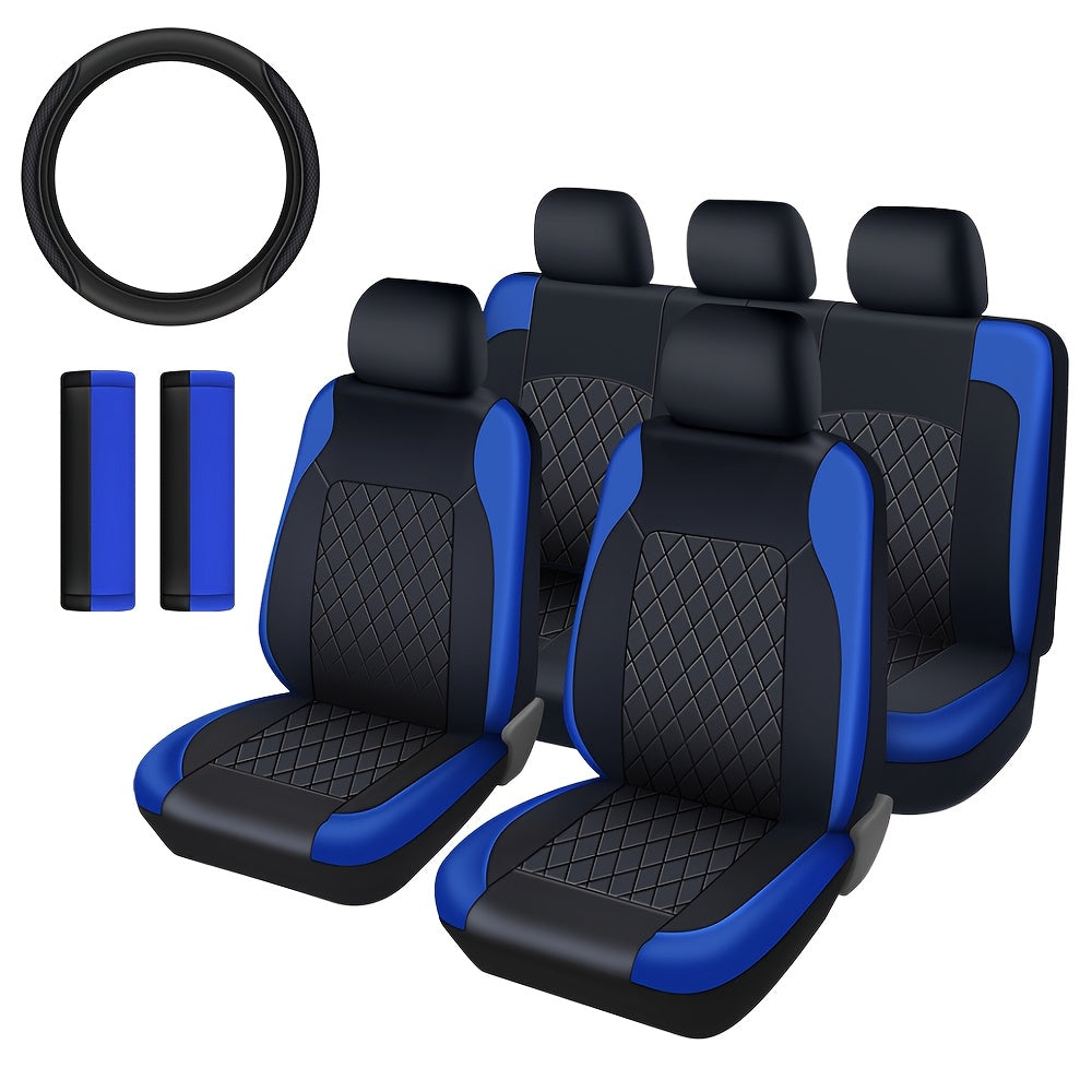 Housses de siège auto universelles en cuir synthétique, imperméables et matelassées, avec rembourrage en mousse, adaptées à toutes les saisons pour voitures, SUV et camions, gris, noir, rouge, bleu, lot de 1 ou 12 pièces