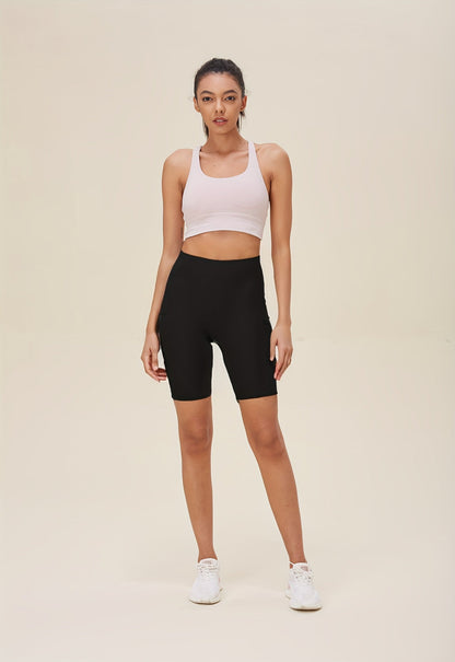 Shorts de yoga taille haute pour femmes, lot de 4, effet push-up, 5 poches – Shorts de sport respirants, extensibles et sans couture pour l'été, le yoga, le Pilates et l'entraînement en salle (Rouge, Noir, Gris, Bleu marine)