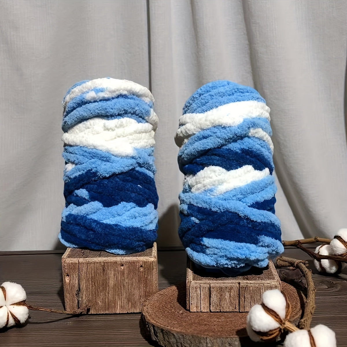 Fil chenille épais, 2 écheveaux de 500 g, laine pour tricot et crochet, rayé multicolore, polyester doux, extra épais, pelucheux, cadeau DIY pour femmes et hommes