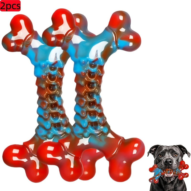 Jouets à mâcher ultra-résistants pour chiens destructeurs - Os en nylon indestructible pour grandes et moyennes races, jouet de dentition pour chiot, arômes bœuf et beurre de cacahuète, occupe les chiens