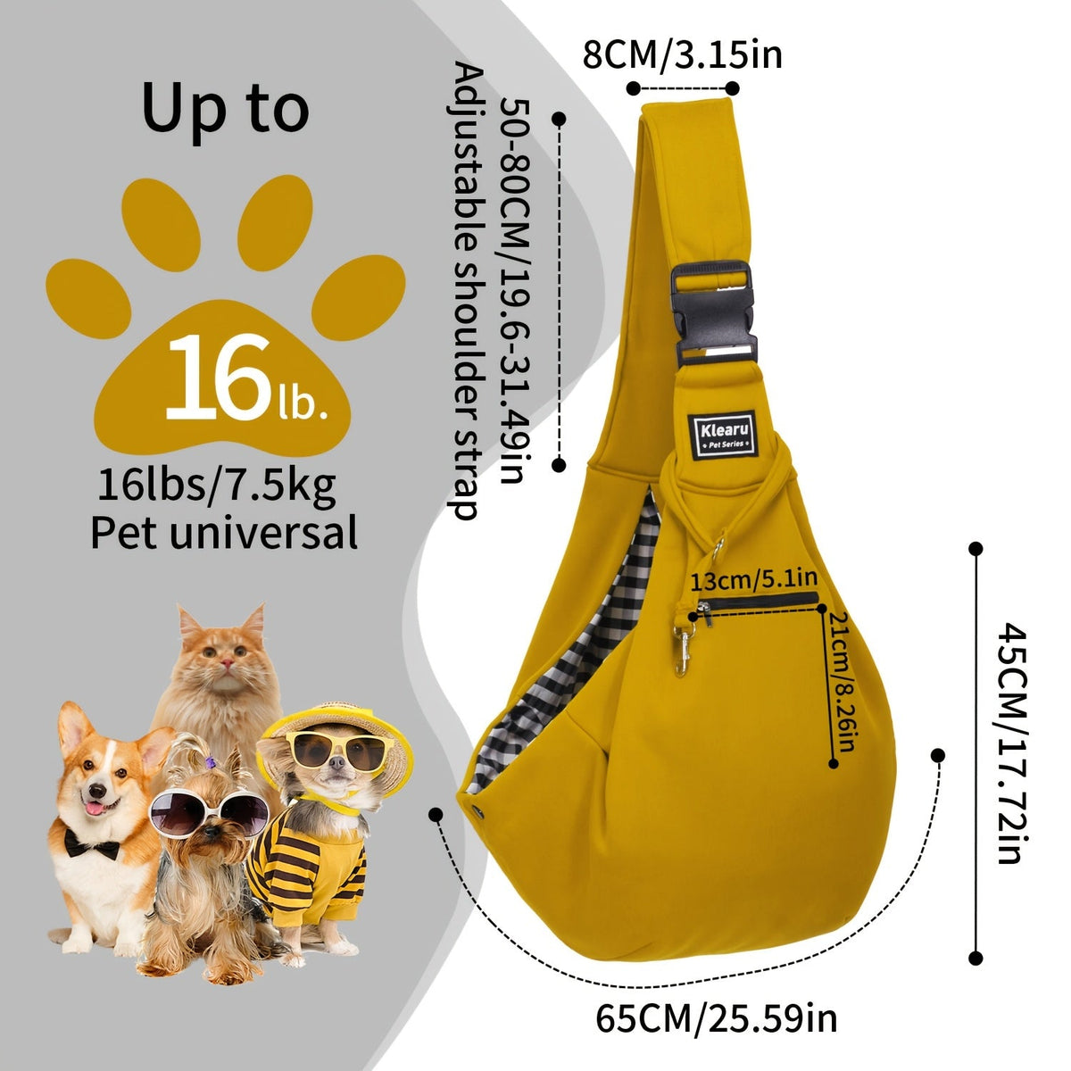 Sac de transport bandoulière et sac à dos pour petits et moyens chiens et chats - Transporteur pliable pour voyages en extérieur, respirant, sangle réglable, jusqu'à 7,5 kg, 12 couleurs, ensemble d'autocollants en bonus en option