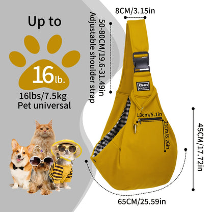 Sac de transport bandoulière et sac à dos pour petits et moyens chiens et chats - Transporteur pliable pour voyages en extérieur, respirant, sangle réglable, jusqu'à 7,5 kg, 12 couleurs, ensemble d'autocollants en bonus en option