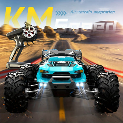 Voiture RC tout-terrain 4WD sans balais, haute vitesse 80 km/h - Édition double batterie, suspension avancée, performance tout-terrain, voiture télécommandée de qualité professionnelle pour adultes - Bleu