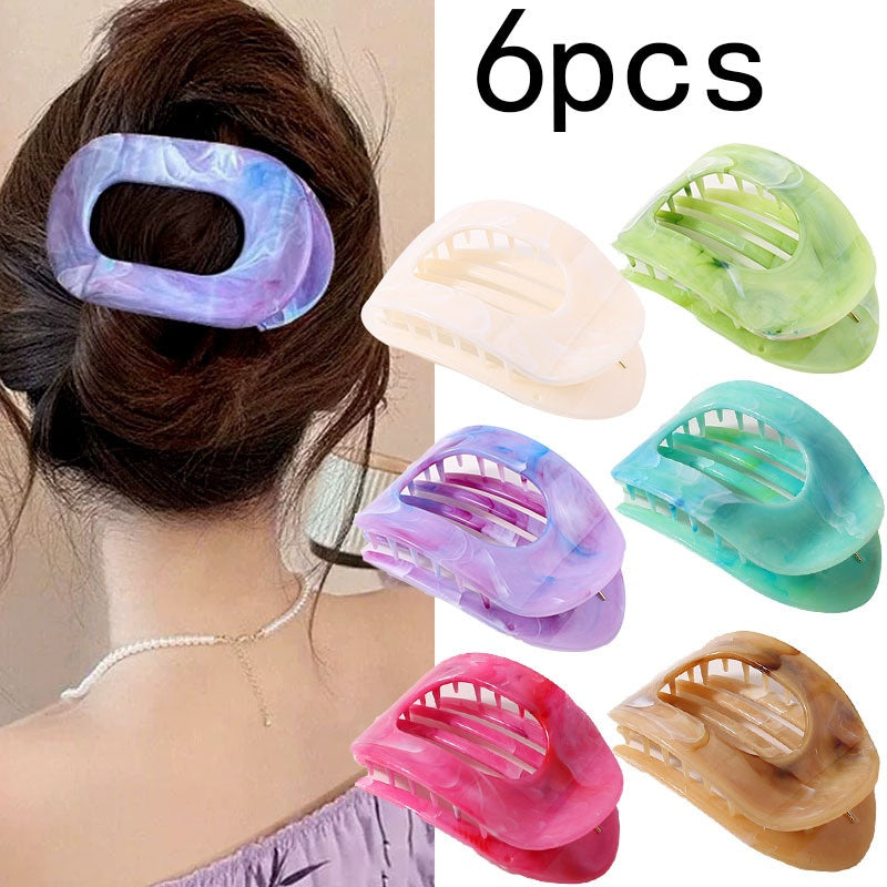 Lot de 5/6 pinces à cheveux requin surdimensionnées – Pinces plates extra-larges antidérapantes pour cheveux épais, plage, fête et usage quotidien, couleurs vives