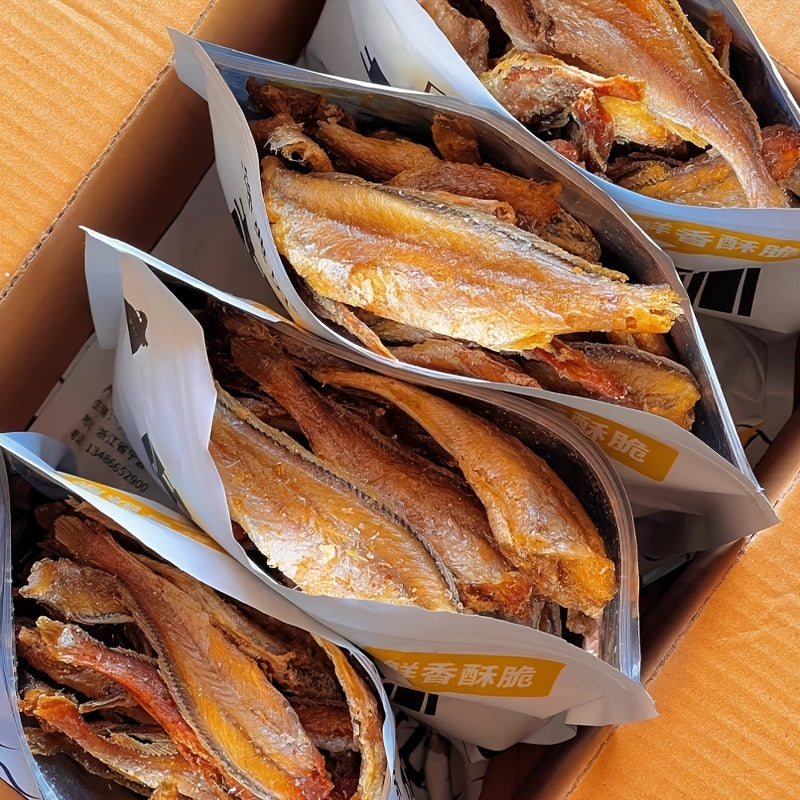 Collations de poissons entiers croustillants, lot de 5 (30 g chacun) – Chips de fruits de mer asiatiques prêtes à manger, encas croustillant riche en protéines pour les collations, les boîtes à lunch et les déplacements.